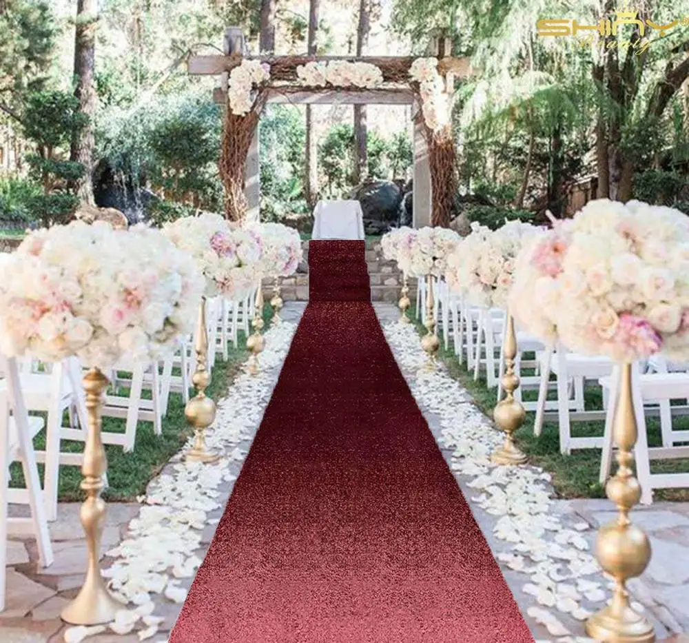 

Sequin Aisle Runners 3Ft x 15Ft Burgundy Glitter Party Aisle Carpet Runner Wedding Carpets Wedding Accessories-M1025