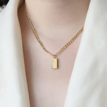 

Timeless Wonder Titanium Pave Chain Love Tag Necklace Women Stainless Steel Jewelry Kpop Gift Boho Designer Top Ins Rare 7325
