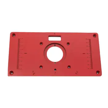 

Multifunctional Aluminum Router Table Plate w/ 4 Router Insert Benches For Woodworking Trimmers Screws Routers Rings Q0R0