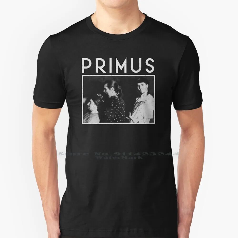 Primus-Distressed Fan Art T Shirt 100% Puro Cotone Primus Succhia Les Claypool Ler Les And Herb Herb The Ginseng Batterista The Cat