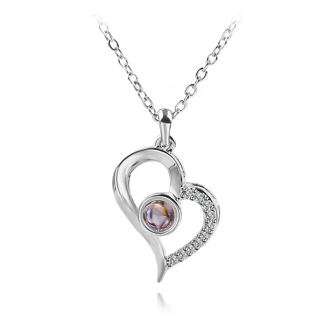 Love You на ста языках ожерелье воспоминания о романтической любви пользовательский кулон ожерелье дамы подарок на день Святого Валентина - Окраска металла: silver 3