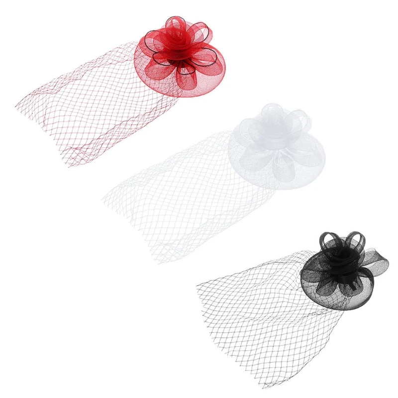 Kentucky Derby Women Fascinator Hats Big Flower Solid Cocktail Party Hair Clip 634D