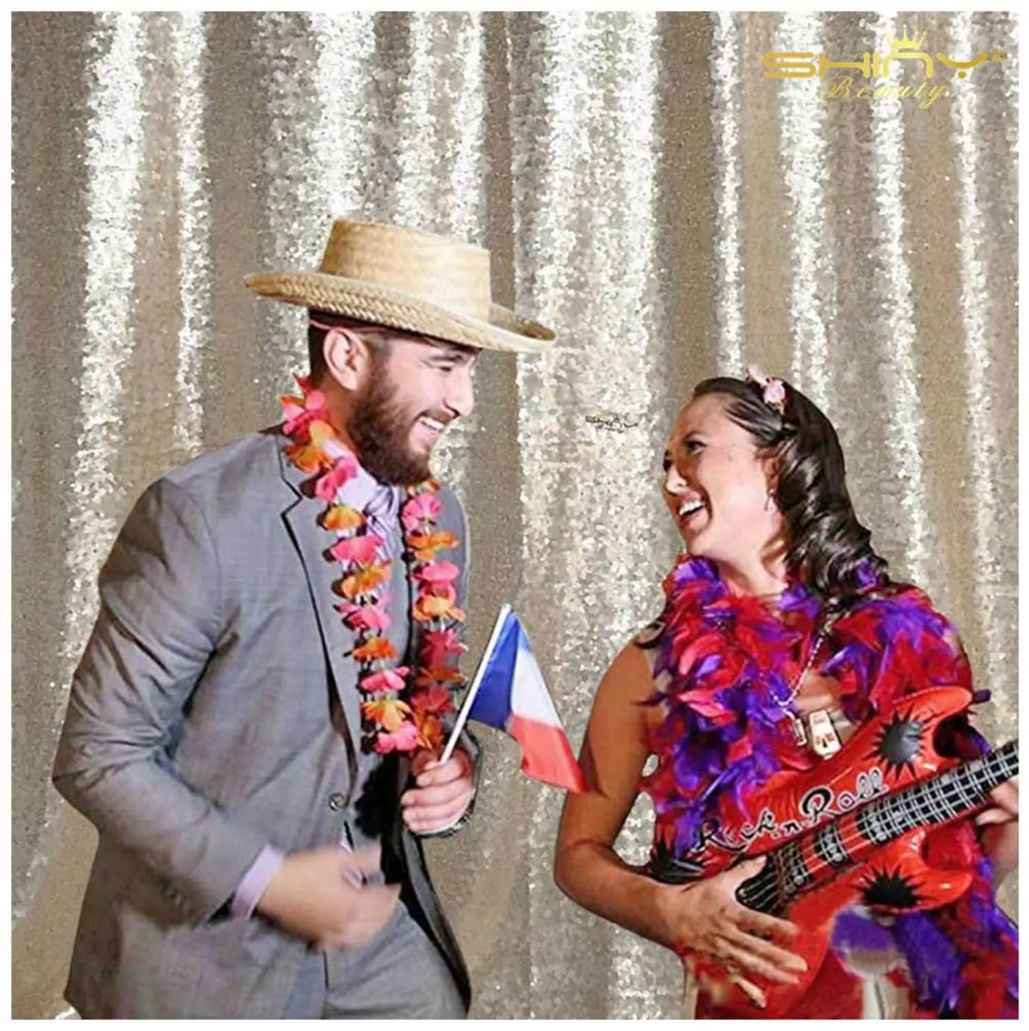 

5ftx10ft-60x120 Inch Champagne Party Backdrop Curtain Birthday Party Decoration Wall-M190924
