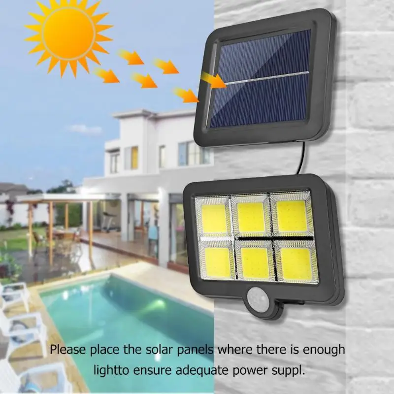 Human Body Induction Solar Lamps Black Plastic COB 120 LED Wall Light Waterproof Garden Street Lamp Outdoor Lighting |