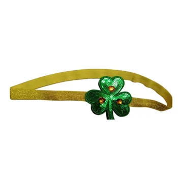 

Irish Festival Masquerade Props Headdress Green Clover Sequins With Diamonds Headband Novelty Head Ornaments Party Goods