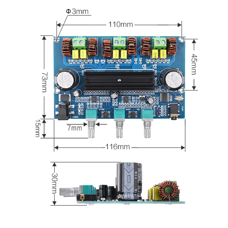 TPA3116D2 Bluetooth 5,0 аудио усилитель плата TPA3116 цифровой усилитель мощности 2,1 канальный стерео усилитель класса D для AUX с Чехол