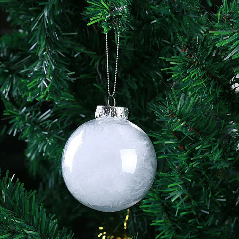 12pcs Plastic Clear Transparent Ball Open Bauble Christmas Tree Ornaments Gift Pendant DIY Decoration