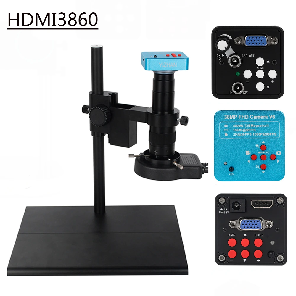 US $59.99 Full HD Digital 38MP HDMI VGA Microscope For Electronics Stereo Microscope USB For Soldering 180X Lens For Phone Chip Repair