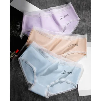 

ETOSELL Women Sexy Thread Lace Side Girls Student Panties Cotton Antibacterial Multi-color Briefs 2019 Hot Sale