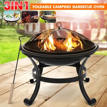 

Outdoor Wood Burning Fire Pits Garden Metal Charcoal Fire Pit Camping Fishing Burner Fire Bowl Multifunction Removable Stove