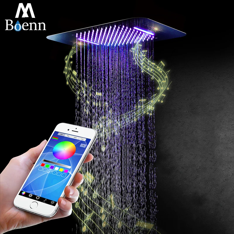M Boenn Bluetooth Music Led Shower Head Stainless Steel Bathroom