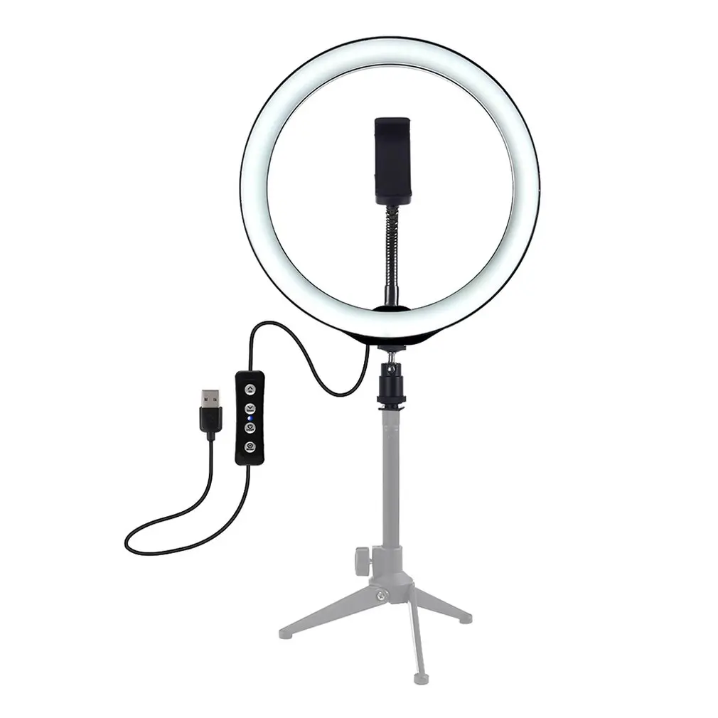 PULUZ, 10 дюймов, Usb, 3 режима, регулируемое светодиодное кольцо Vlogging, селфи, фотография, Видео Освещение с холодным башмаком, штатив, шаровая Головка, зажим для телефона