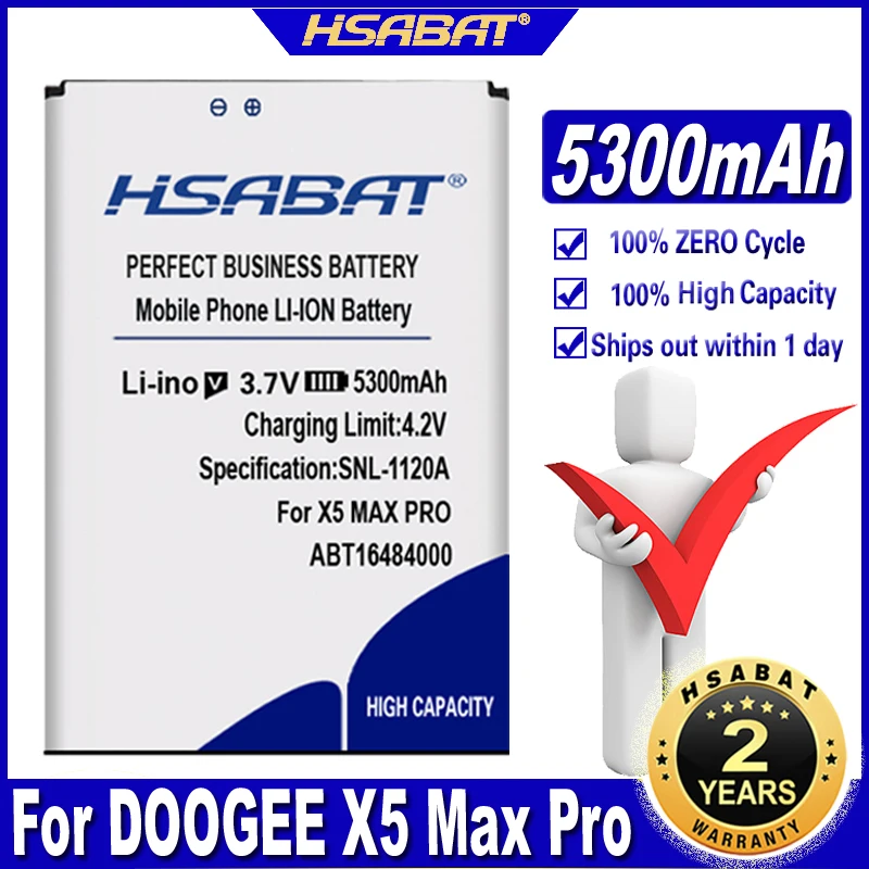 HSABAT 5300mAh BAT16484000 Battery for DOOGEE X5 MAX Pro &amp |