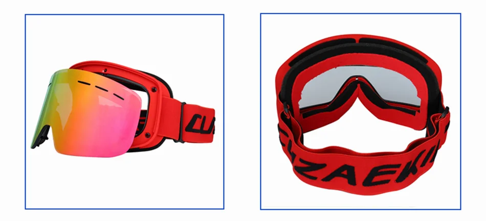 Cuzaekii Лыжный Сноуборд очки маска двойные линзы противотуманные зимние спортивные лыжные очки+ 2 Сменные линзы(серебро и желтый