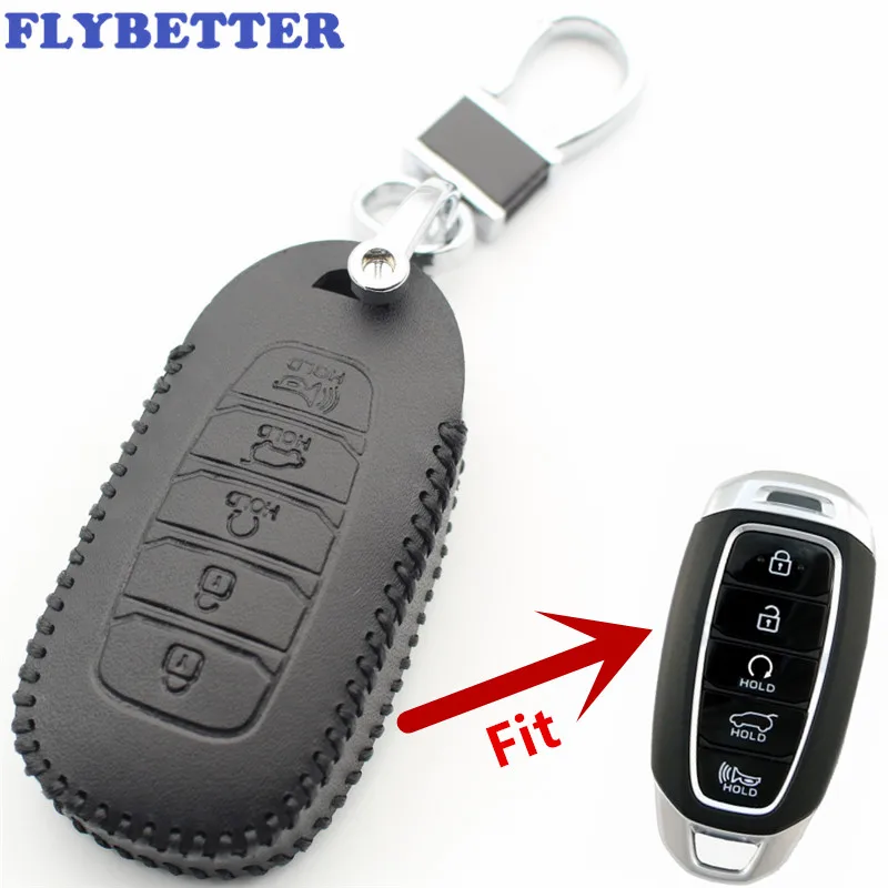 Смарт чехол FLYBETTER из натуральной кожи с 5 кнопками для Hyundai/KONA/Encino/Solaris/Azera/great/