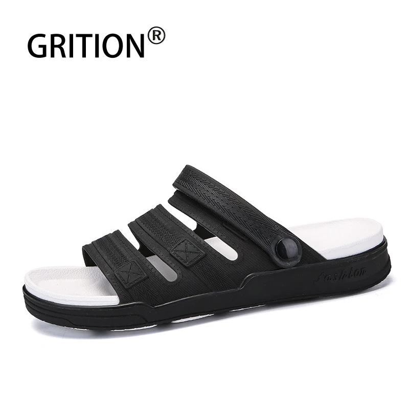 

GRITION Men Sandals Flat Platform Beach Walking Shoes Male Lightweight Canvas 2019 New Footwear Summer Fashion Casual Slippers