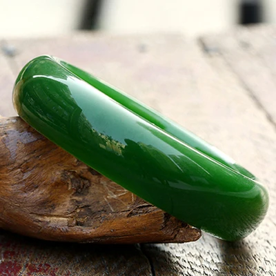 

Zheru Jewelry Natural Green Hetian Jade 54-64mm Bangle Elegant Princess Jewelry Best Gift