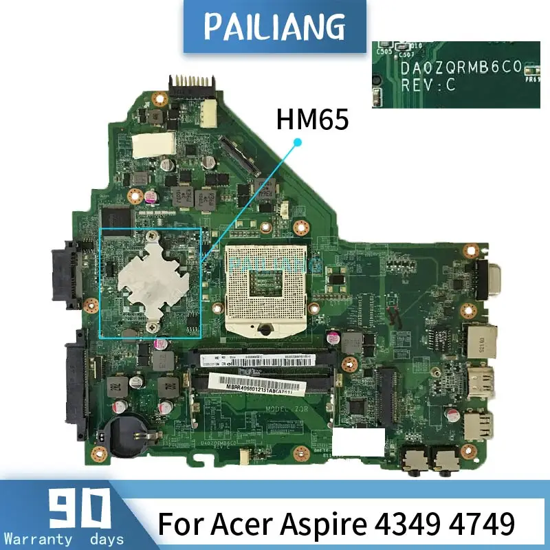 Da0zqrmb6c0 para Acer Aspire Mainboard Portátil Placa Mãe Testado ok 4349 4749 Hm65