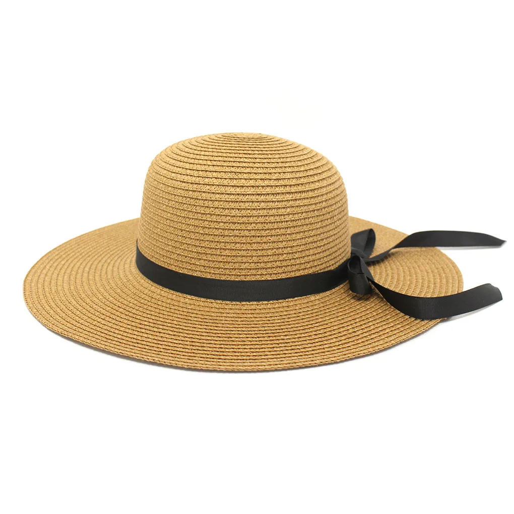 NO.2 Летняя шляпа с широкими большой край Мягкие Соломенные шляпы от солнца Шапки для Для Женщин Защита от ультрафиолетовых лучей Панама Бич Шапки женская обувь с бантиком, женская шапка ete - Цвет: NO.2