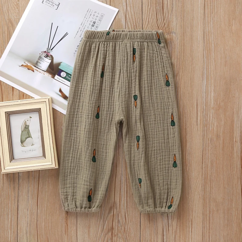 Новая От 0 до 4 лет г. Осенние милые льняные плиссированные детские штаны до щиколотки штаны для маленьких мальчиков штаны-шаровары для девочек детские брюки