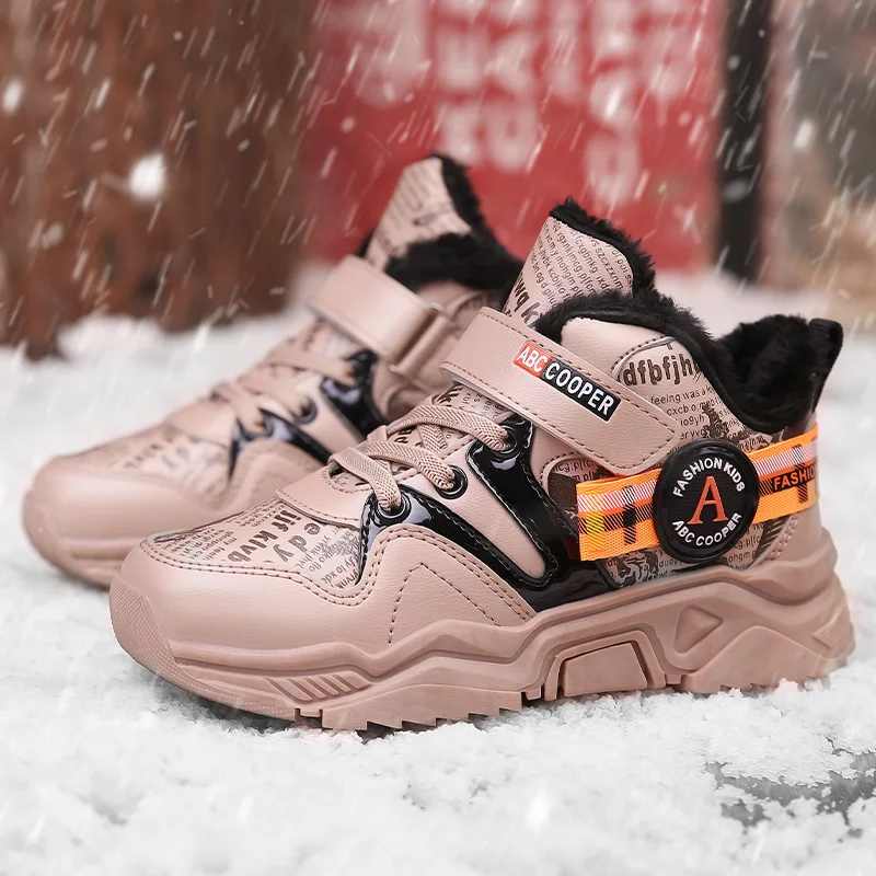 Kid Sneakers Boy Basketball Shoes Running Shoes Baby Children Shoes Sport Boot Fur Girl Shoes Outdoor Trainers Winter Kid Shoes