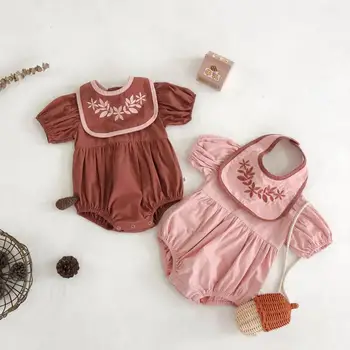 

Baby Short Sleeves Bodysuit Children Baby Girls Jumpsuit 2020 Summer Cotton Bubble Sleeves Overall Baby Girls Casual Clothes