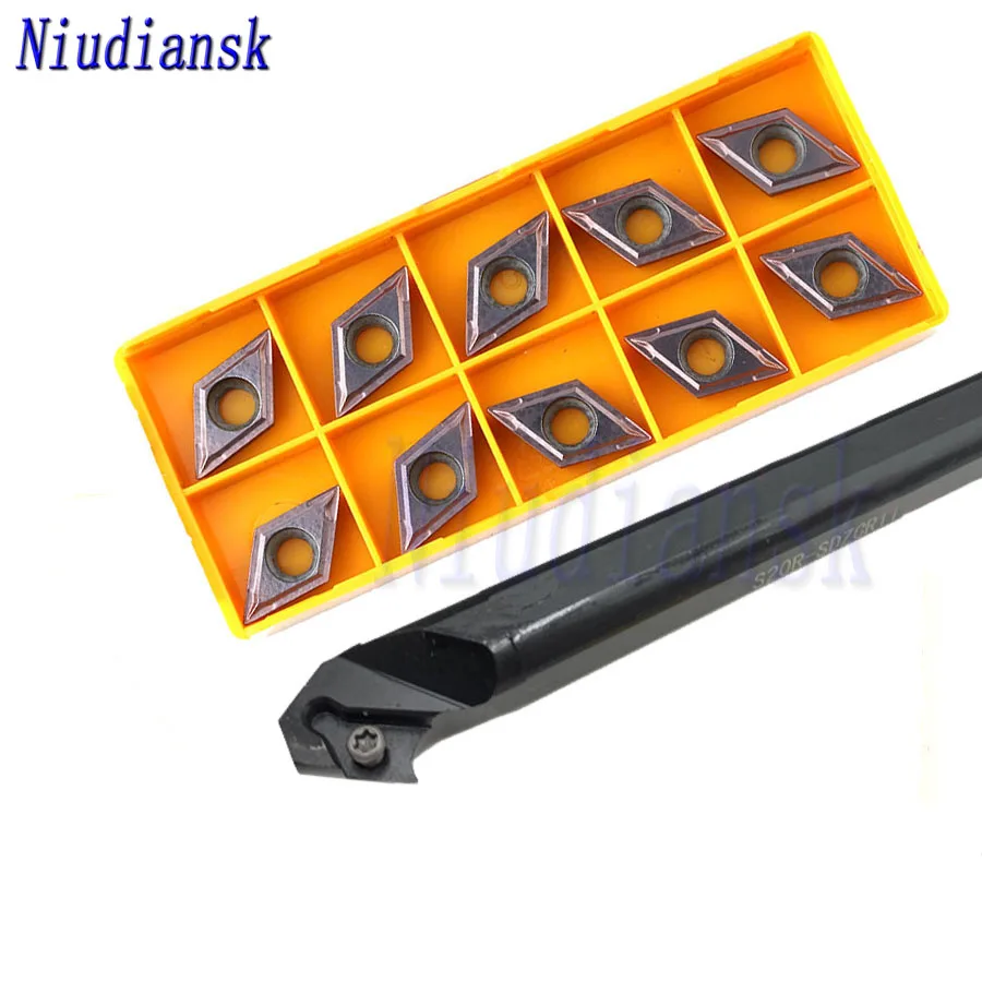 

10pcs DCMT11T3 Carbide Inserts + 1pc S16Q-SDZCR11 S20R-SDZCR11 Inner Hole Turning Tool Holder S25S-SDZCR11 CNC Lathe Tools Suit