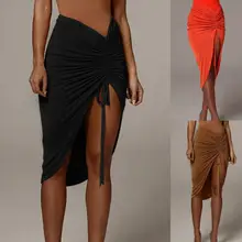 

Lady Sexy Shirring High Split Skirt Breathable Women Skirt High Split for Beach