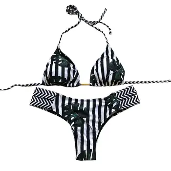 

2020 Women Micro String Halter Bikini Push Up Brazilian Print Swimwear Swimsuit 50JB