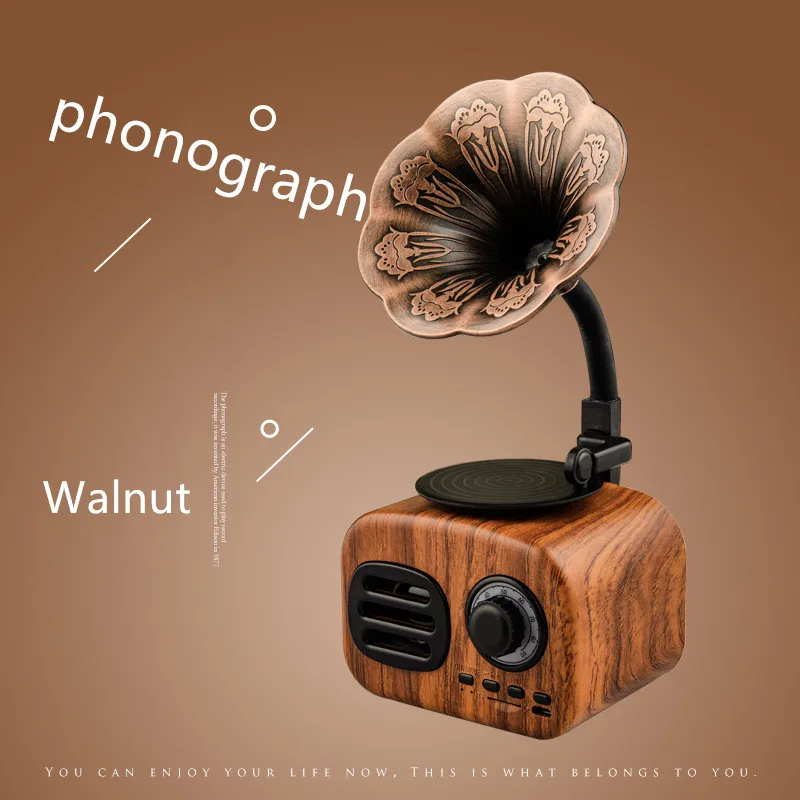 Прямая поставка ретро-фонограф беспроводная гарнитура fm-радио громкоговоритель