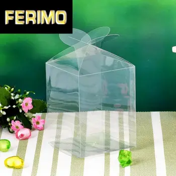 

10Pcs Clear Square Wedding Favor Gift Box Transparent Party Petal Candy Boxes Event Sweet Candy Favour Holder