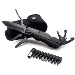 1pc edc ao ar livre alicate de dobramento multitool bolso acampamento sobrevivência caça kit chave fenda bits faca abridor garrafa mão ferramentas