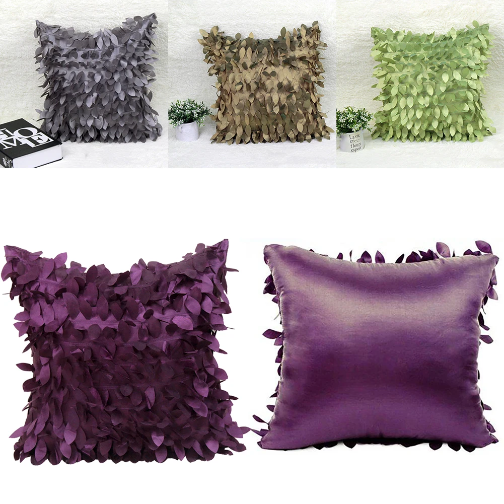 

42cm*42cm 1 pieces Purple Leaf Sofa Pillow Cover Europe Type Sofa Cushion Cover Car Decoration Roses Embroidered Pillowcase