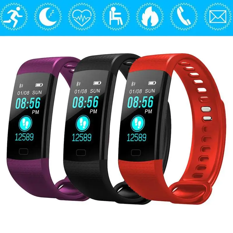 

Bluetooth Smart Bracelet Color Screen Y5 Smartband Heart Rate Monitor Blood Pressure Measurement Fitness Tracker Smart Watch Men