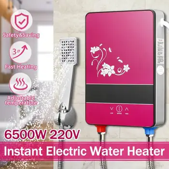 

220V 6500W Electric Hot Water Heater Tankless Instant Heating Set Bathroom Self-checking Automatically Safety With Shower Nozzle