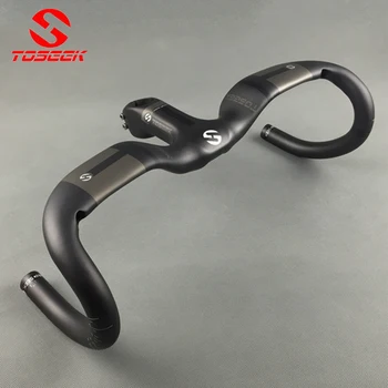 

TOSEEK 400/420/440mm Carbon Integrated Handlebar Cycling Parts Road Bike Handle Bar Racing Bike Bent Bar Bicycle Accessories