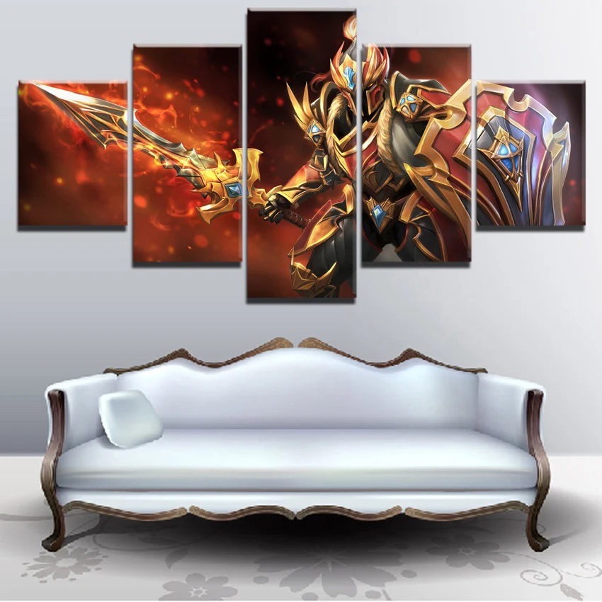 Printed Popular Posters 5 Set DOTA 2 Game Modular Pictures Popular Canvas Painting Bedroom Modern H