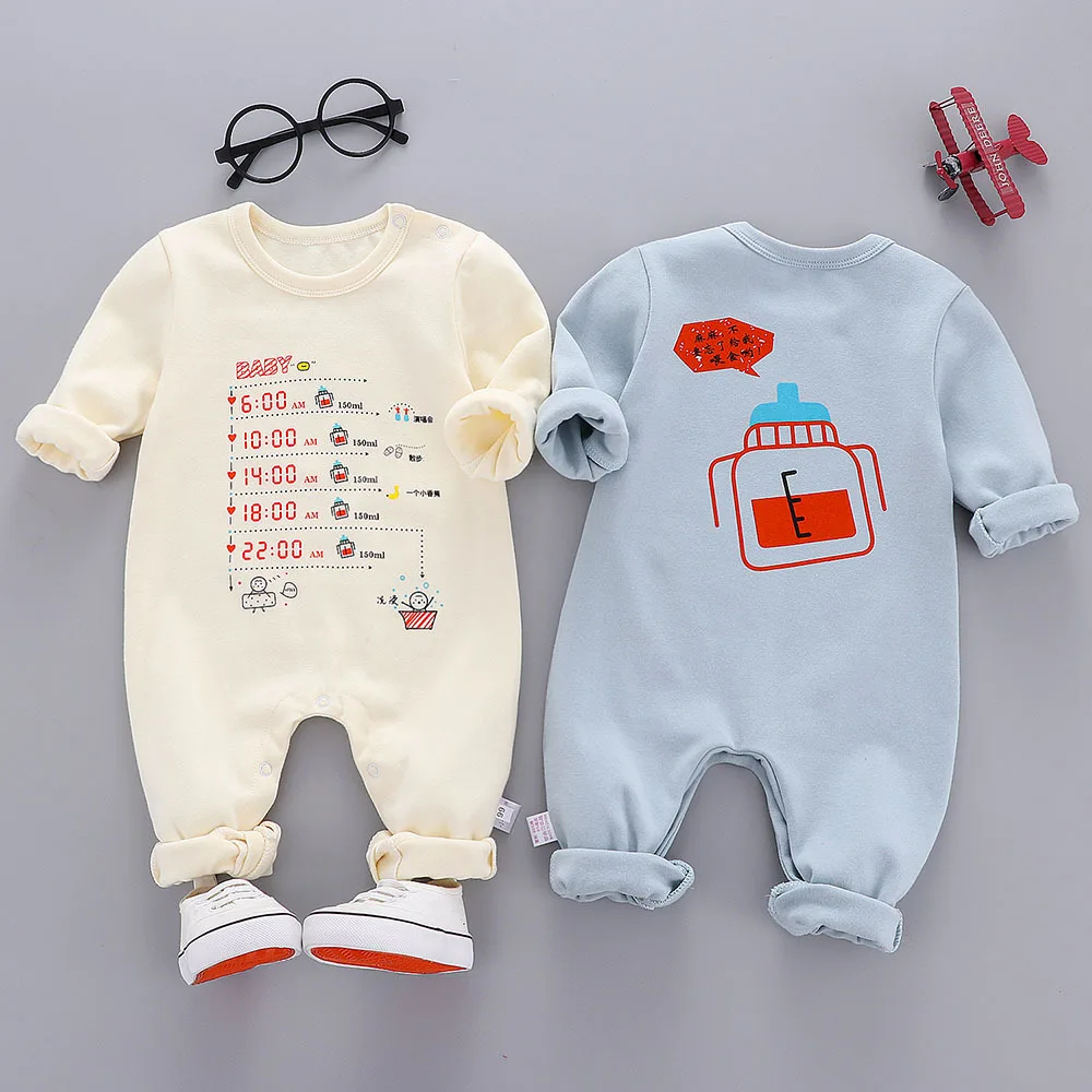 

Infant Clothing Spring And Autumn Long Sleeve Cotton Baby One Piece Crawling Clothes Baby Schedule Table Printed Casual Romper F
