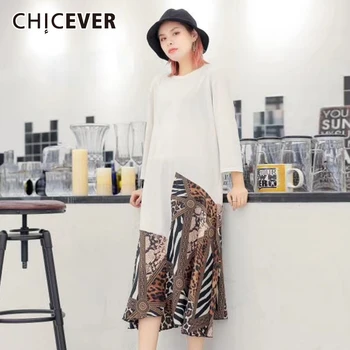 

CHICEVER Asymmetric T-shirt Women O Neck Long Sleeve Oversize Loose Side Split Blouse Female Fashion 2020 Spring New Clothes
