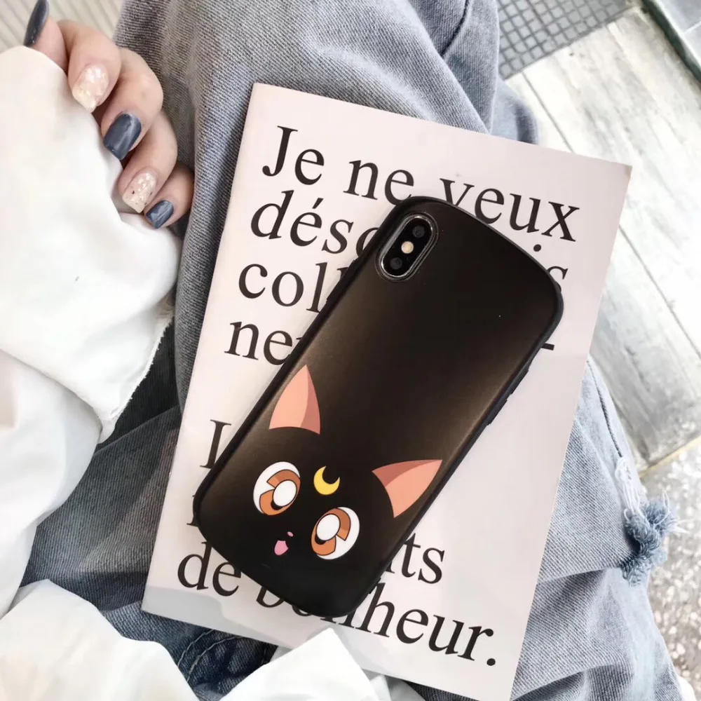 Забавный чехол для телефона с изображением мультяшной дуги Luna Cat для iPhone 6, 6S plus, 7, 8 plus, X, XR, XS Max, милая задняя крышка с изображением Сейлор Мун, милой девушки, животного