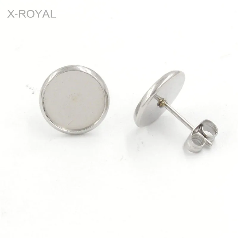 X-ROYAL 100 шт/партия 8 мм 10 мм 12 мм серьги из нержавеющей стали заготовка для сережек-гвоздиков babysbreat рыбные Весы плоские резиновые кабошоны основания