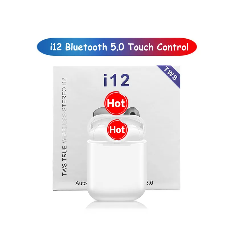 

i12 TWS Wireless Bluetooth 5.0 Earphone Sports Sweatproof Headphone Touch Portable Earbuds for i10 i20 tws i30 i60 i80