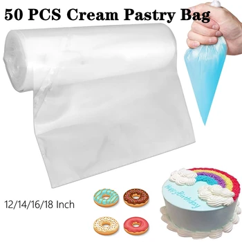 

50 Pcs/roll 3 Size Disposable Piping Bag Icing Fondant Cake Cream Decorating Pastry Tip Tool Fondant Molds Cake Decorating