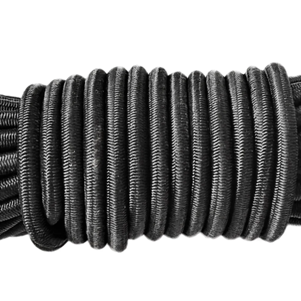 5m/16.4ft 4mm Elastic Bungee Rope Shock Cord Tie Down for Boats Trailers, Black, & 20 Pcs Hooks and 20 Pcs Ends