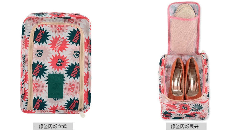 

Korean-style Hot Selling Printed Waterproof Small Shoe Box Foldable Travel Storage Bag Travel Bag Organizing Wash Bag Women's Co