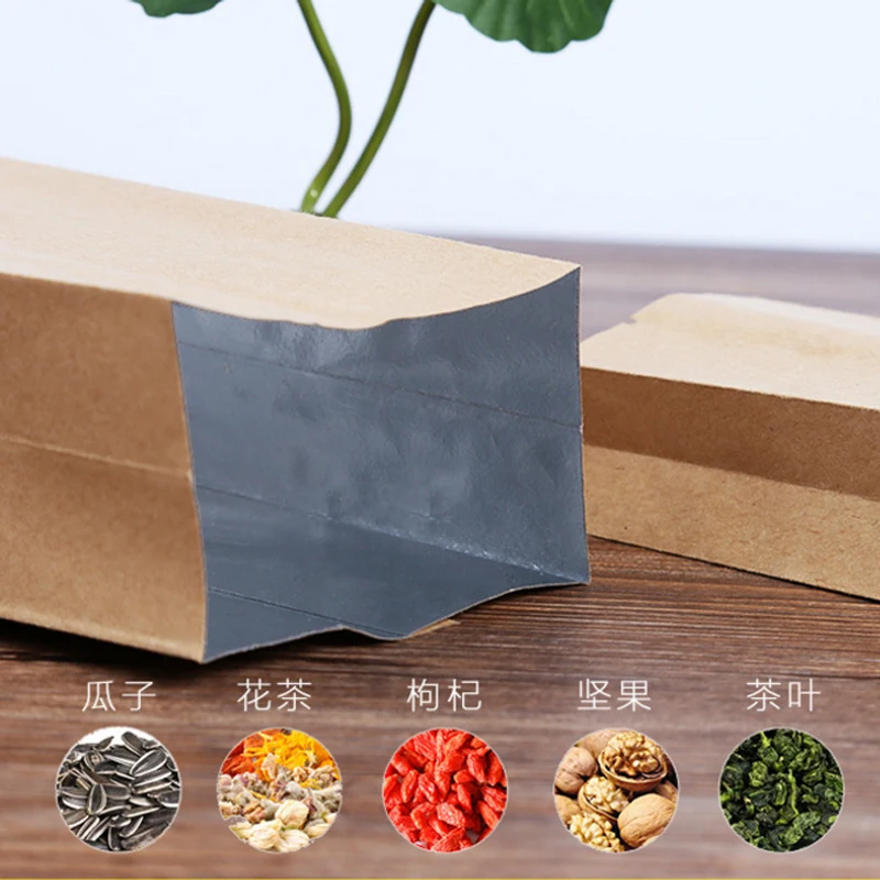 50pcs/lot Kraft paper Tea Bags Thickening Heat Seal Packaging Pouches Food Coffee Tea Bag