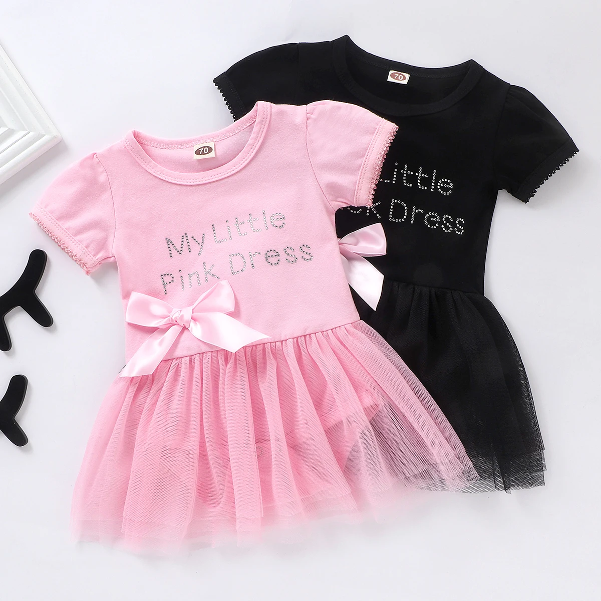 Robe 1er Anniversaire Bébé Fille - Barboteuse Manches Longues + Jupe Tutu à Pois + Bandeau - Rose, Taille 1 An