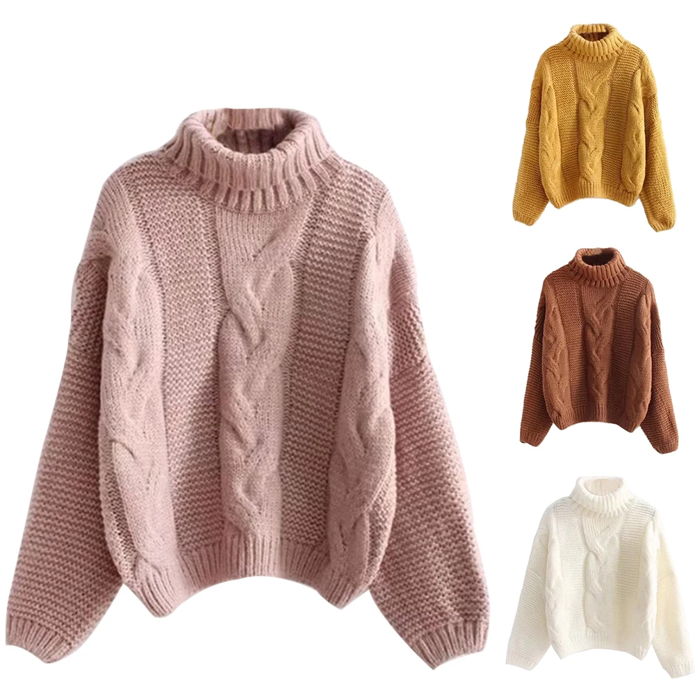 

CALOFE Autumn Winter Women Fashion Sweater Basic Female Pullover Batwing Sleeve Solid Color Femme Casual Knitted Streetwear