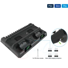 Для PS4/PS4 Slim/PS4 PRO вертикальная подставка с охлаждающим вентилятором кулер двойной контроллер зарядное устройство зарядная станция для SONY Playstation 4