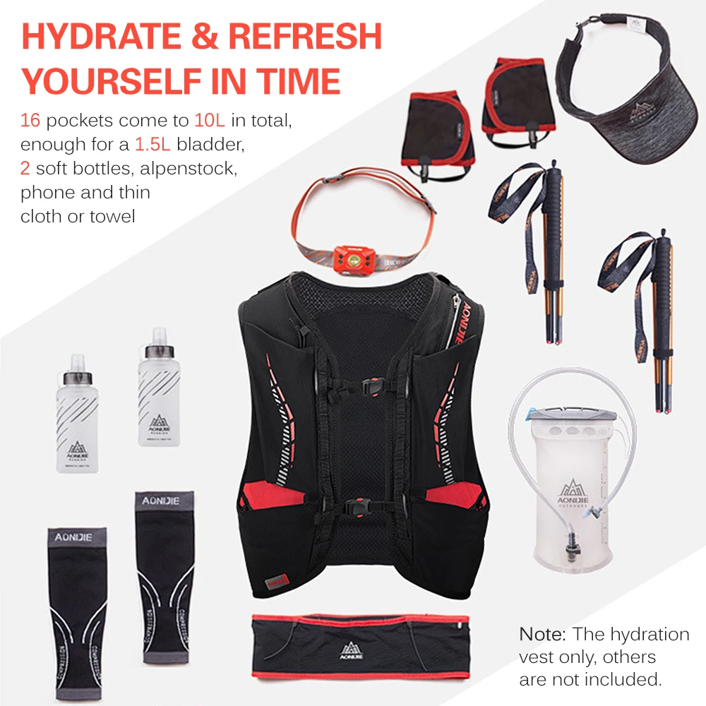 10L Outdoor Mesh Hydration Vest Lightweight Running Hydration Vest Backpack Breathable Running Vest For Cycling Hiking Climbing